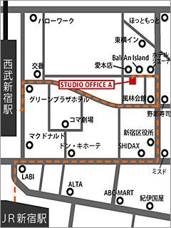新宿歌舞伎町スタジオオフィスエー広域地図
